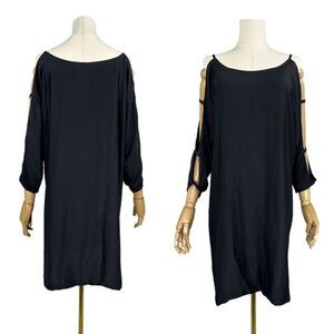 HATCH Maternity Contemporary  Minimalist Cut Out Dolman Sleeve Black Shift Dress